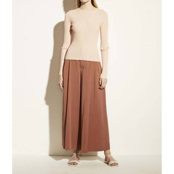 NEW VINCE marled rib crew pullover in rose water/petal still